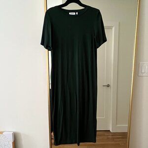 Weekday Beyond longline t-shirt dress in bottle green